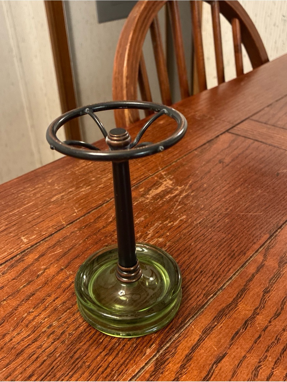 Steampunk Toothbrush Holder Bronze Green Glass Pipe Pen Scissors Desk Vintage